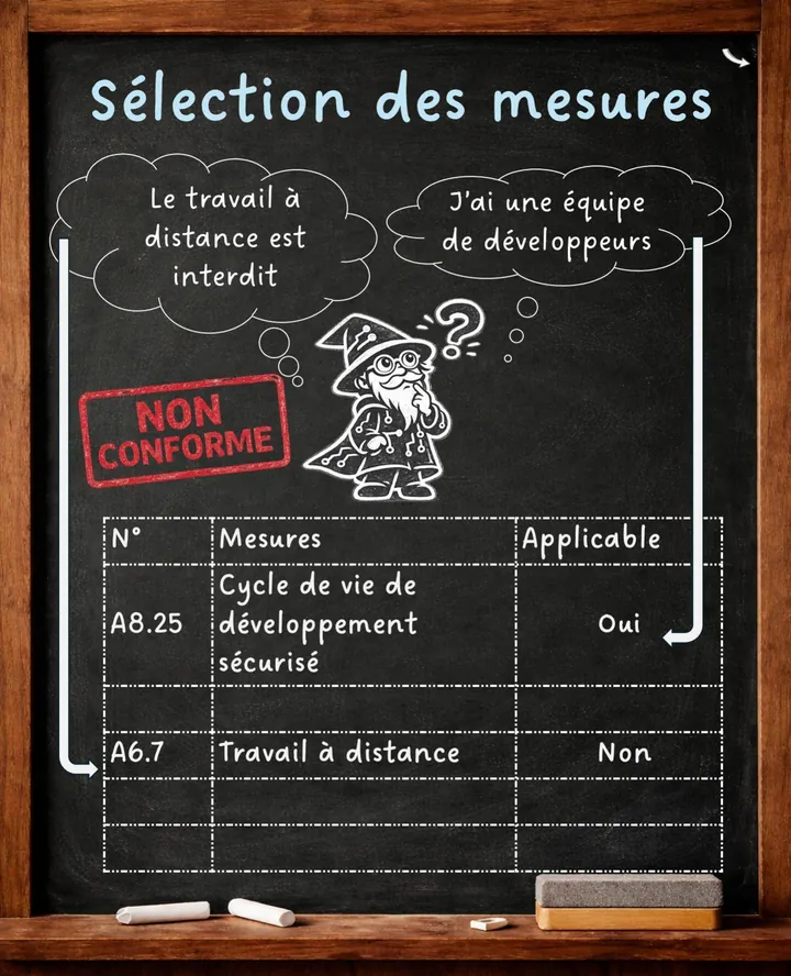 Diapositive 3 : Sélection des mesures : applicable ou non selon le contexte. Non conforme.